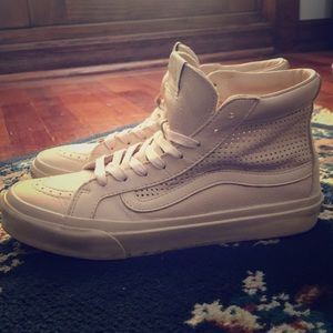 Vans- pink leather high tops
